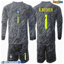 Maglie da calcio Brasile Alisson Becker #1 Portiere Seconda Maglia Bambino Copa America 2024 Manica Lunga (+ Pantaloni corti)